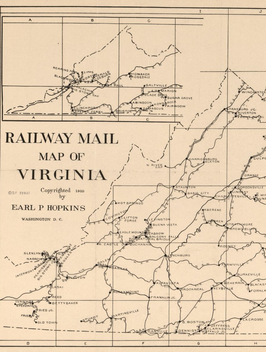railroad network in western Virginia, 1910