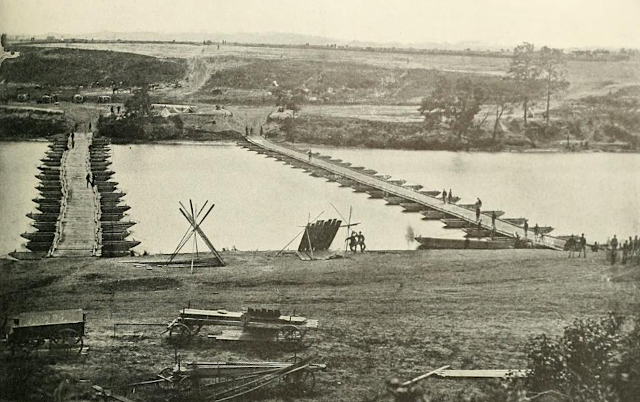 in December 1862 the Union Army had to use pontoon bridges to cross the Rappahannock River, after the Confederates destroyed the railroad bridge
