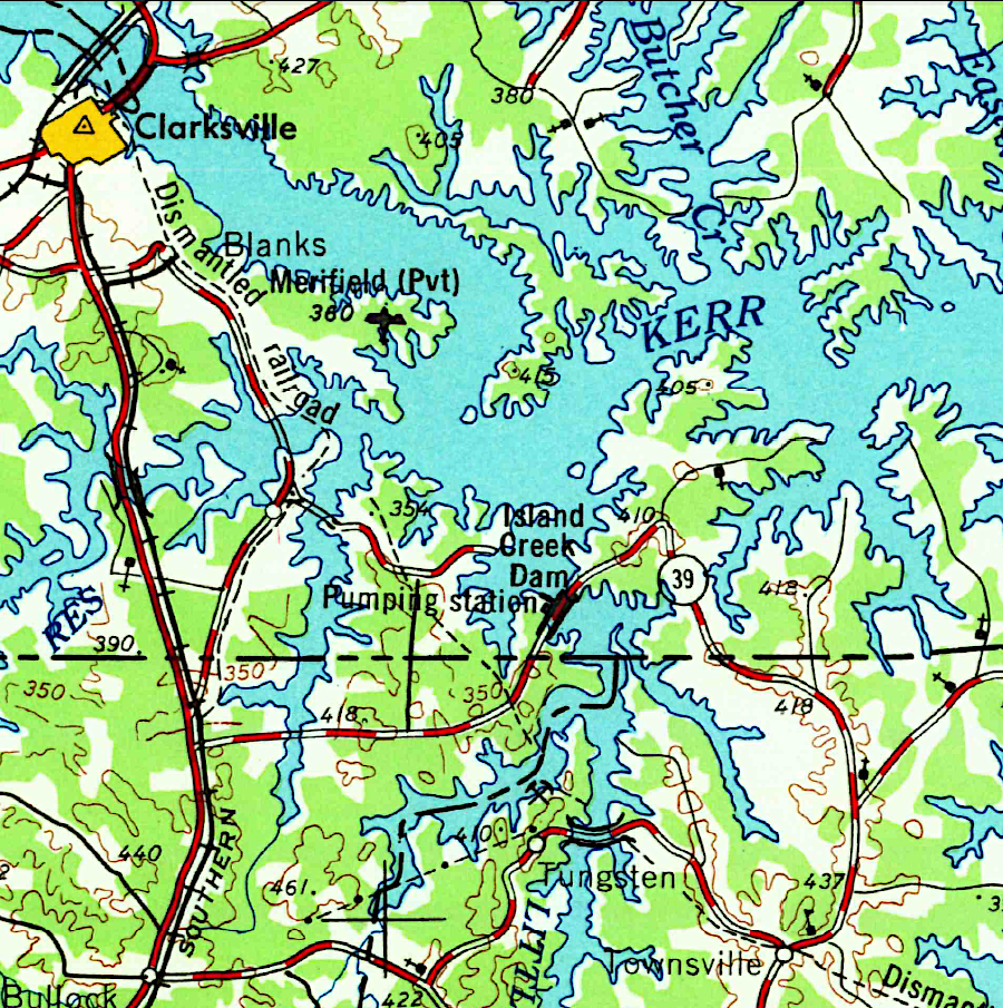 the route from Clarksville to Manson (dismantled railroad) was not used in 1888; the railroad was built to Oxford instead