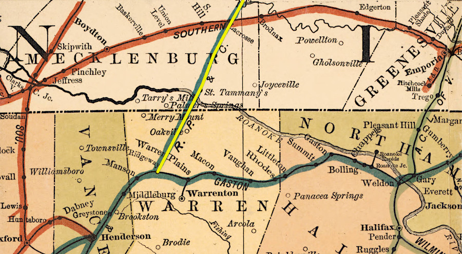 the Richmond, Petersburg & Carolina Railroad was completed in 1900 between Petersburg and Ridgeway Junction (now Norlina), North Carolina