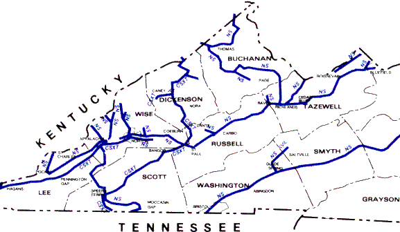 Current Railroads in Southwestern Virginia