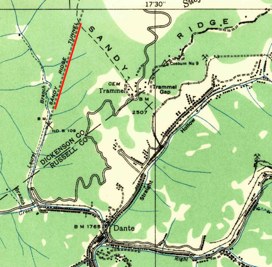 George L. Carter found financial backers and extended the Carolina, Clinchfield and Ohio Railway north from Dante, digging an expensive tunnel through Sandy Ridge