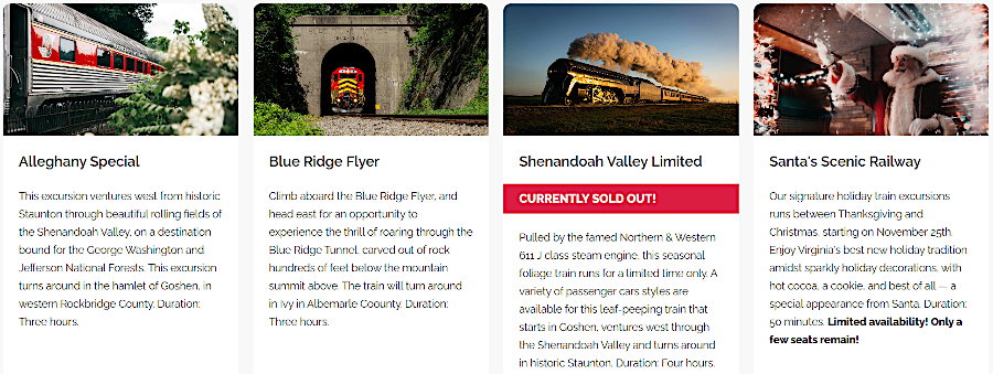 the Shenandoah Valley Limited trips sold out in 2023