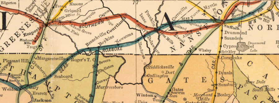 the Seaboard and Roanoke extended from Weldon east to Portsmouth in 1900