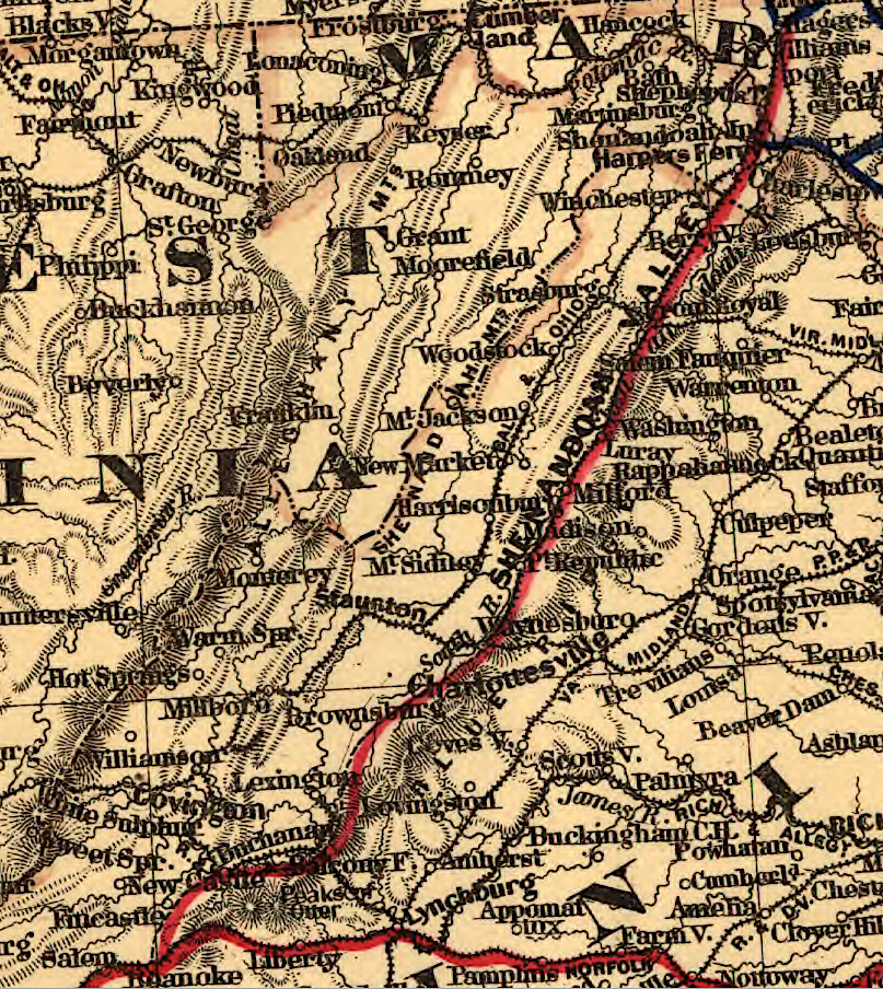 the Shenandoah Valley Railroad was built originally as a separate line, connecting to the Norfolk and Western Railroad at what became Roanoke