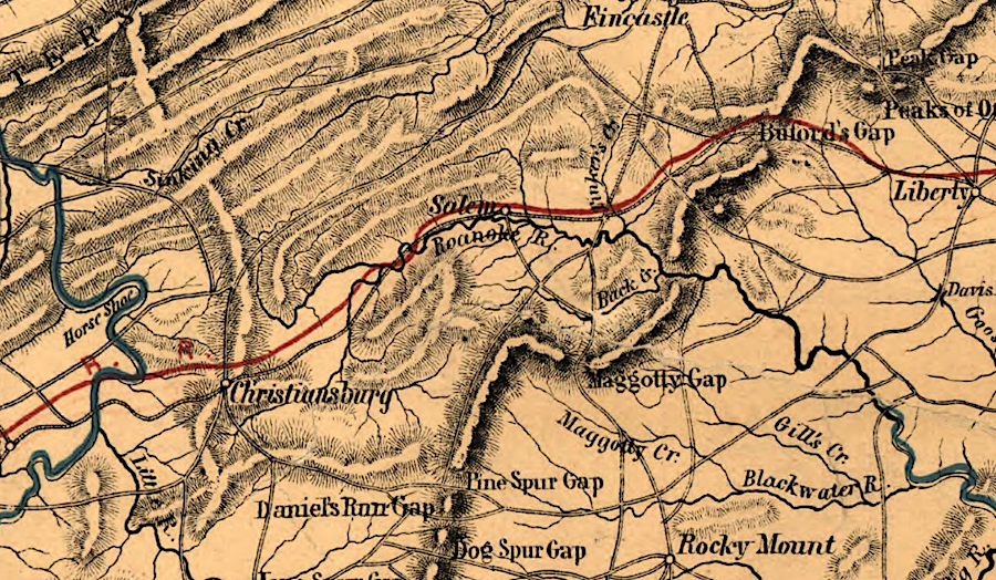 the Shenandoah Valley Railroad fplanned to intersect the Atlantic, Mississippi and Ohio (formerly Virginia and Tennessee) Railroad at Salem