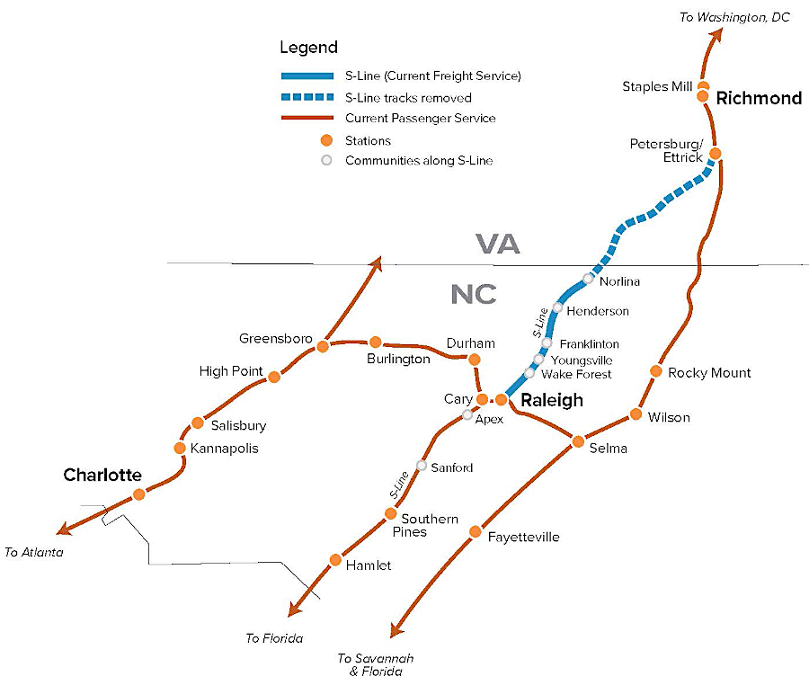 a faster connection between Raleigh and Washington DC would benefit multiple passenger rail routes in North Carolina