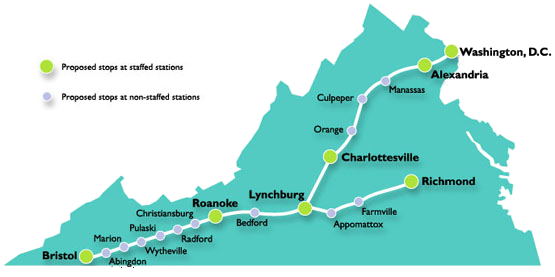 the TransDominion Express proposal proposed extending passenger rail to Bristol