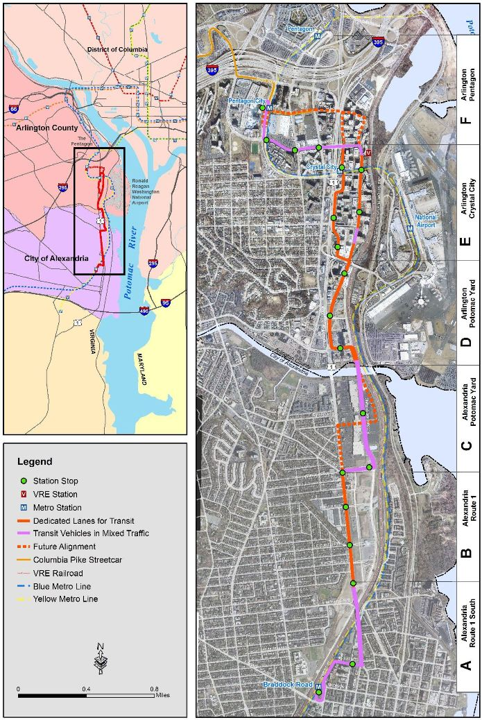 the Crystal City Potomac Yard Transitway was designed to parallel the Metrorail route, so the additional transit services would spur additional development in Alexandria/Arlington