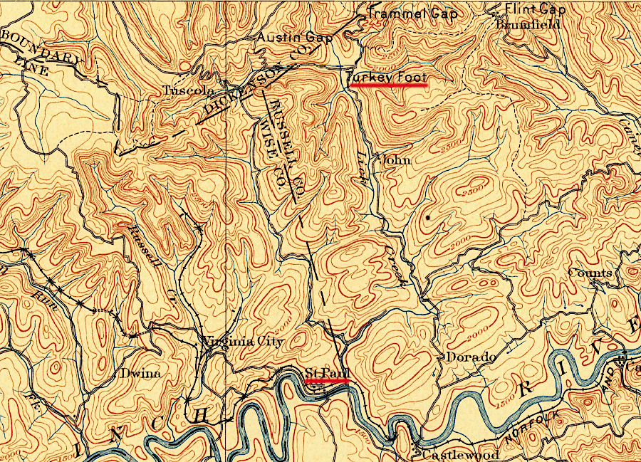 the Lick Creek and Lake Erie Railroad operated between Turkey Foot (Dante) and St. Paul