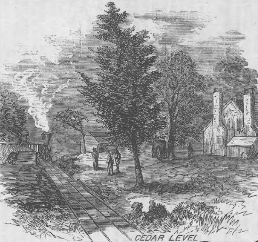 Cedar Level was one of 10 stations established by the US Military Railroad on the City Point Railroad and its extension around the siege line