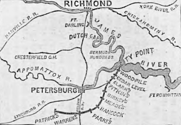 the US Military Railroad extended the City Point Railroad and established daily operations from the City Point wharves to 10 stations