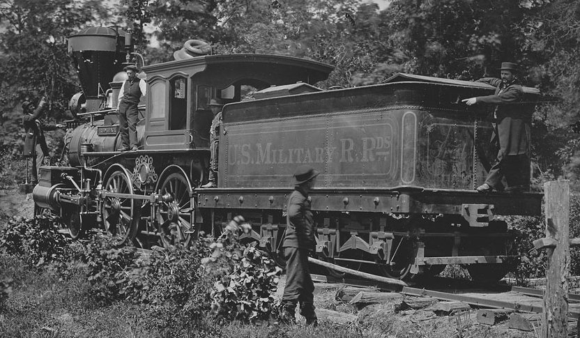 locomotive Fred Leach on the Orange and Alexandria Railroad near Union Mills, Virginia