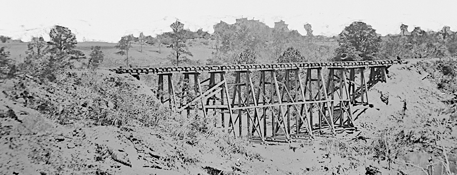 the US Military Railroad built temporary trestles from nearby wood, because fast restoration of service was more important than long-term maintenance concerns