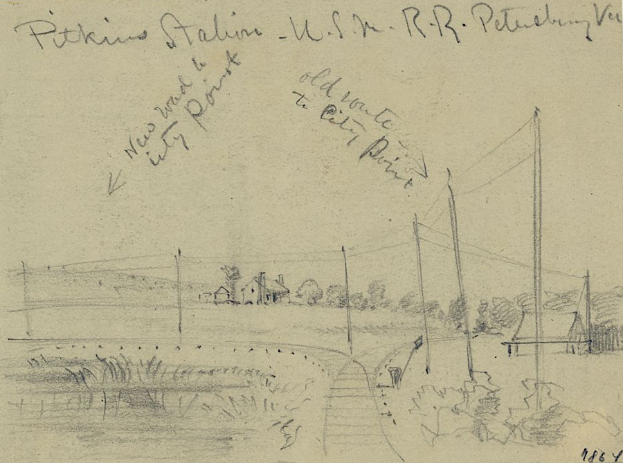 the US Military Railroad built a new track from Pitkins Station to City Point