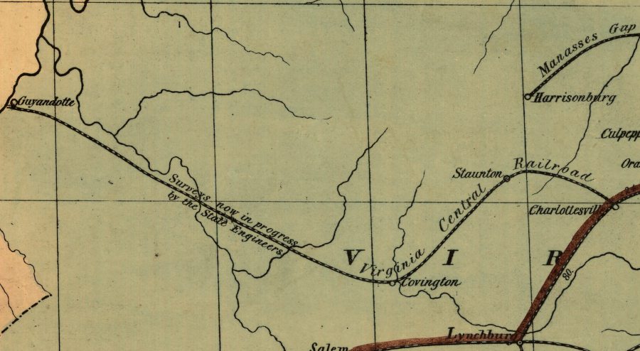 the Virginia Central planned to go further west, across the Allegheny Front