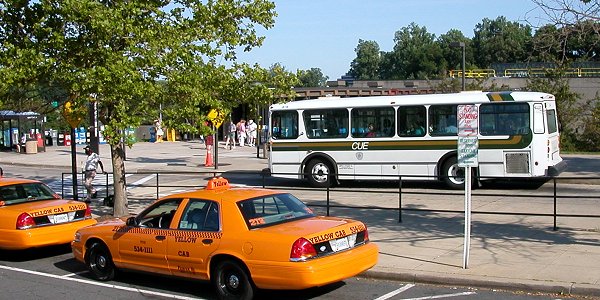 Vienna Metro, with cabs and cars and buses