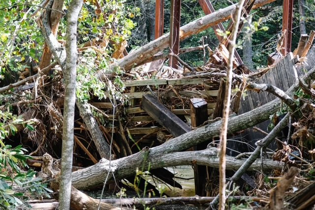 flooding from Hurricane Helene in 2024 washed trestle 18 onto trestle 19