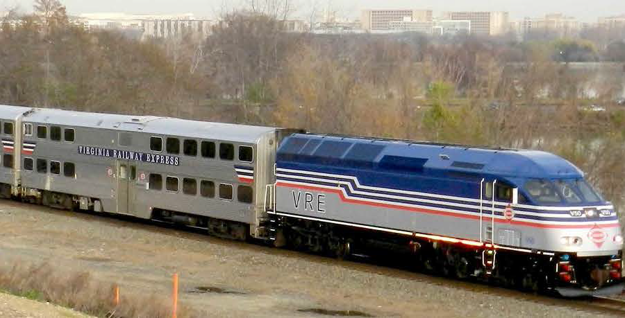 the Virginia Railway Express (VRE) is a commuter railroad carrying workers from houses in the Virginia suburbs to jobs in the urban core