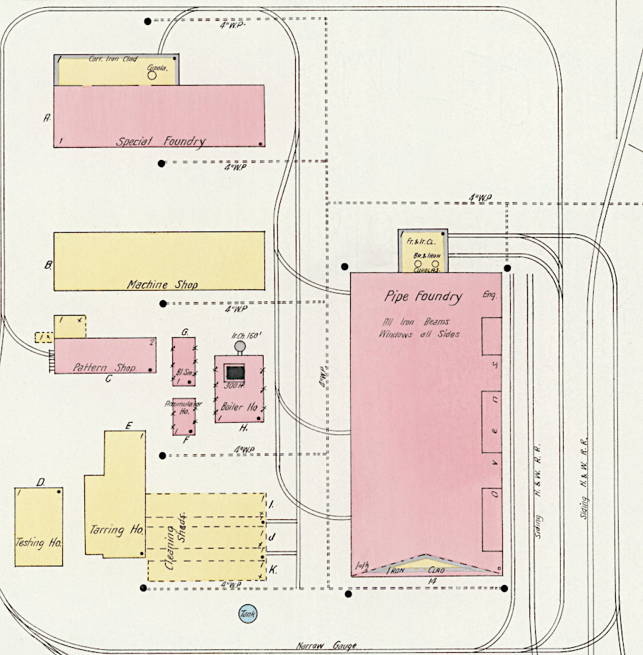 the major industry at Radford was a foundry, which depended upon the railroad to transport pipe and other products