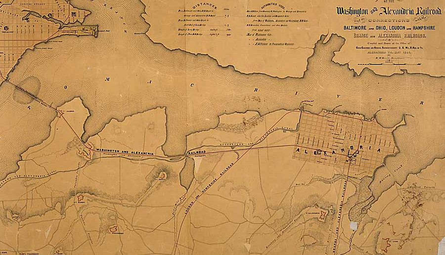 the US Military Railroad rebuilt the Washington and Alexandria Railroad in 1862, and connected it directly to the Alexandria, Loudoun and Hampshire Railroad and the Orange and Alexandria Railroad