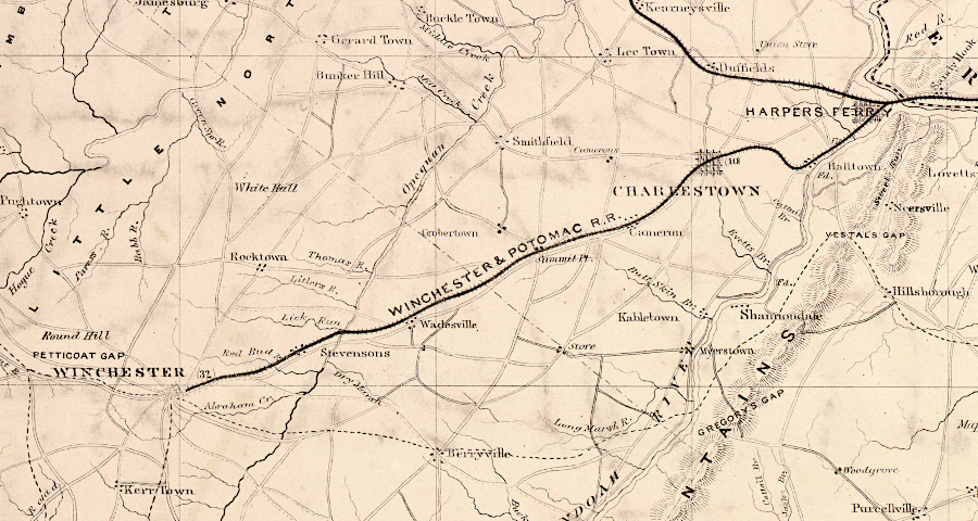 the Winchester and Potomac Railroad connected with just the Baltimore and Ohio Railroad until after the Civil War