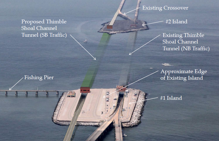 building parallel tunnels will require widening the existing islands