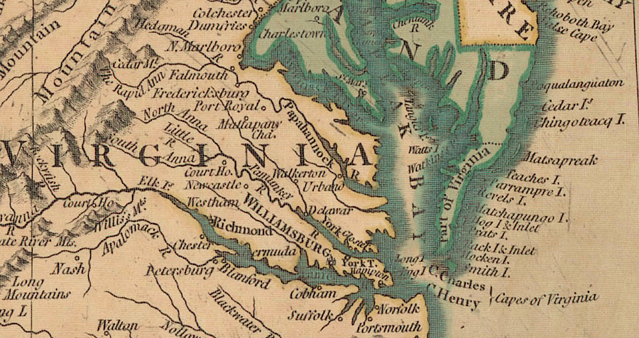 at the end of the American Revolution, mapmakers were careless about identifying Virginia's portion of the Delmarva Peninsula