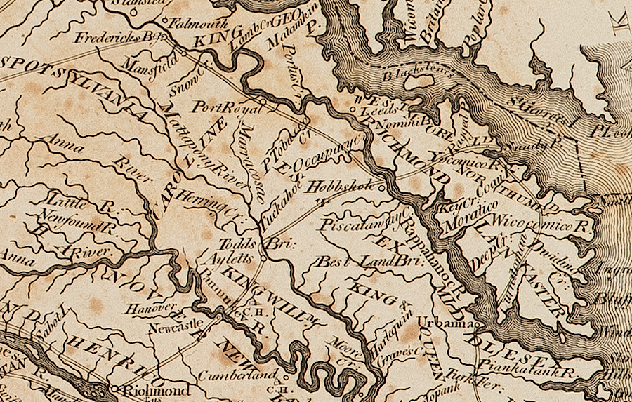 in 1794, travelers crossed the Rappahannnock River to use the roads to Fredericksburg as well as Richmond