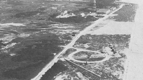 Pilotless Aircraft Research Station, Wallops Island, Virginia, in 1947 (note launch ramp in the foreground)