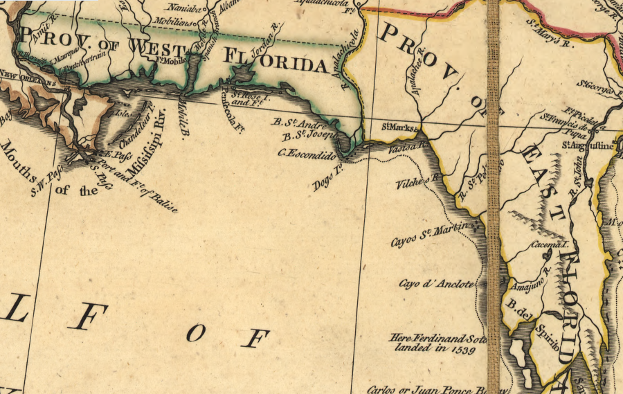 Spanish claims to East and West Florida were eliminated between 1784-1821