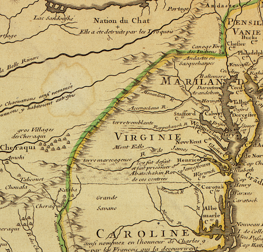 the French published maps claiming the Enlish had no authority west of the Allegheny Front