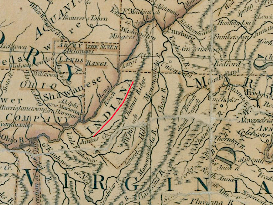 as late as 1793 the Indiana land claim was still being recorded on British maps