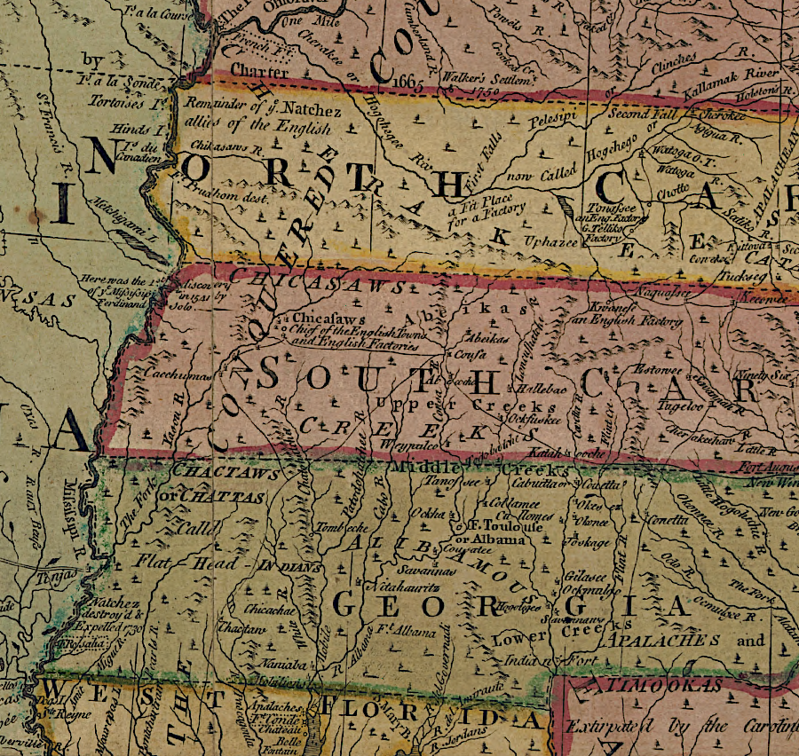 Virginia, North Carolina, South Carolina and Georgia claimed lands west to the Mississippi River after the Treaty of Paris was signed in 1763