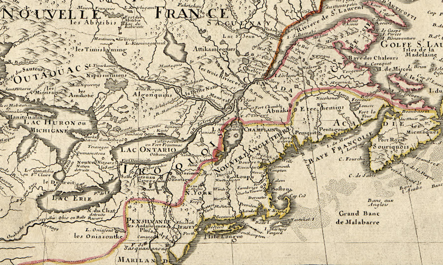 the French thought that New France extended to the Appalachian Mountains, isolating the English to just the Atlantic Ocean coastline