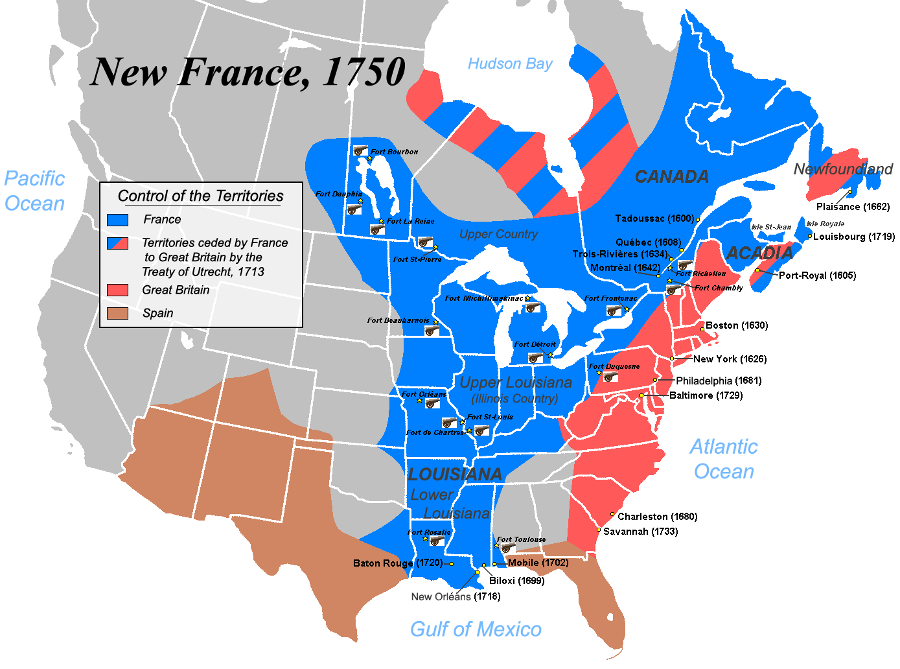 the French established trading posts between Montreal and the Mississippi River, but did not send large numbers of colonists to New France