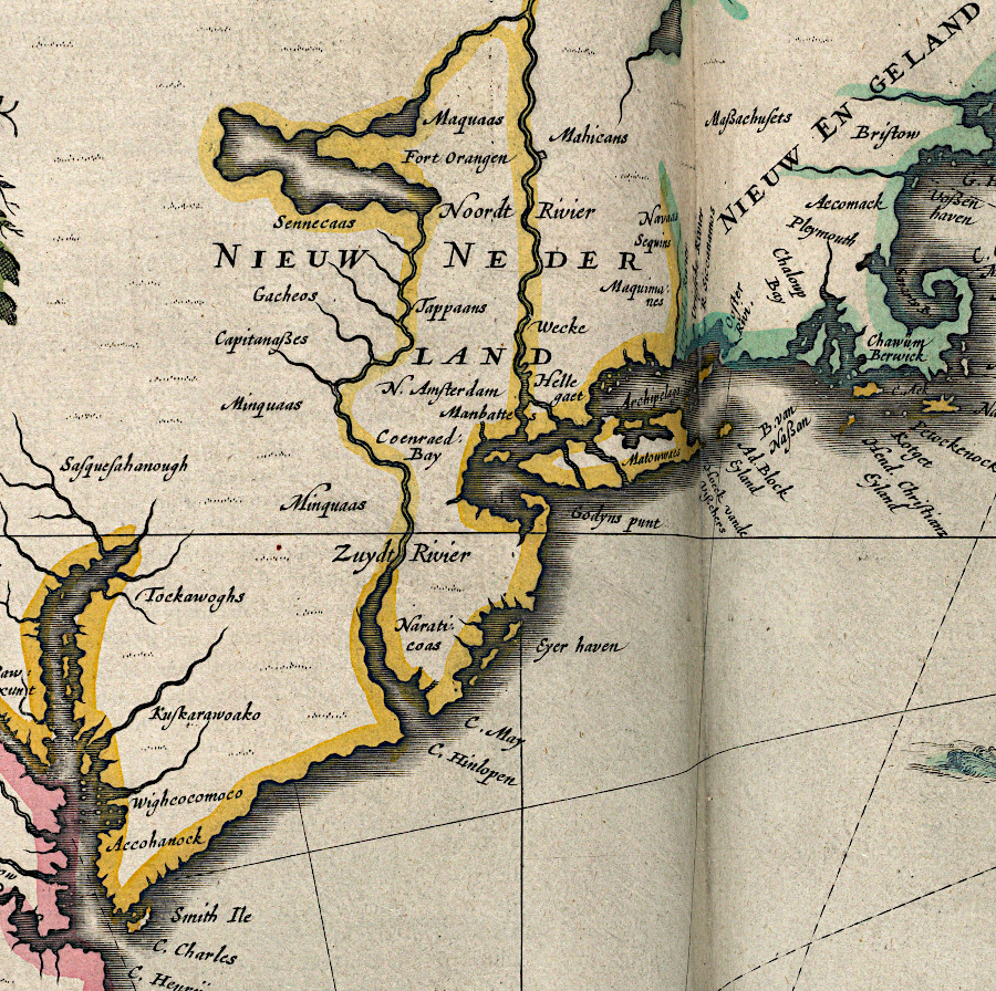 the Dutch tried to colonize the land between New England and Virginia