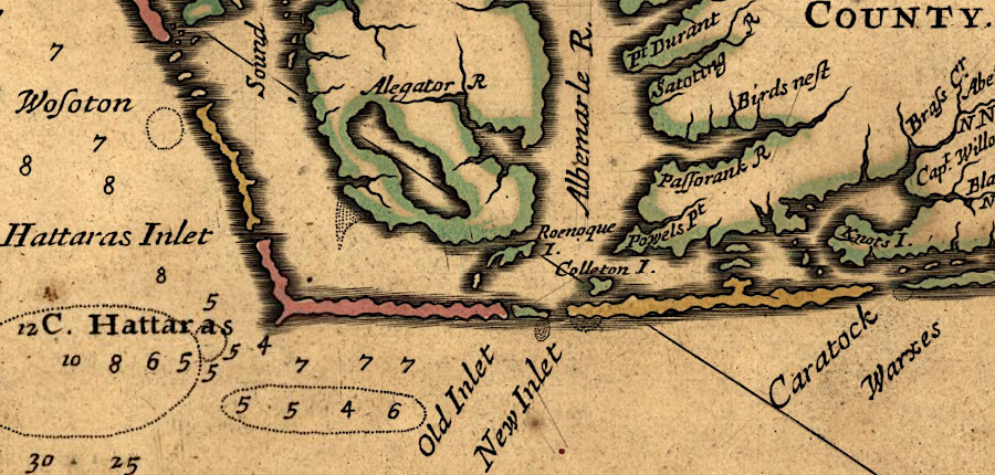 later English colonists chose to settle on the Chesapeake Bay because shifting sands and inlets made it had for ships to get to Roanoke Island