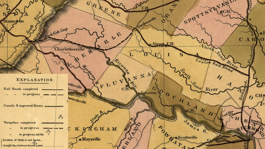 in 1848, no railroad crossed the Blue Ridge yet