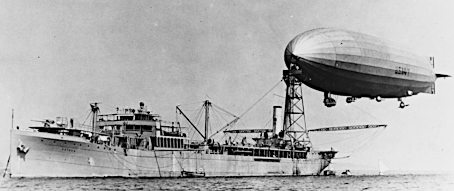 the USS Patoka had a mooring mast to support airships traveling over the ocean