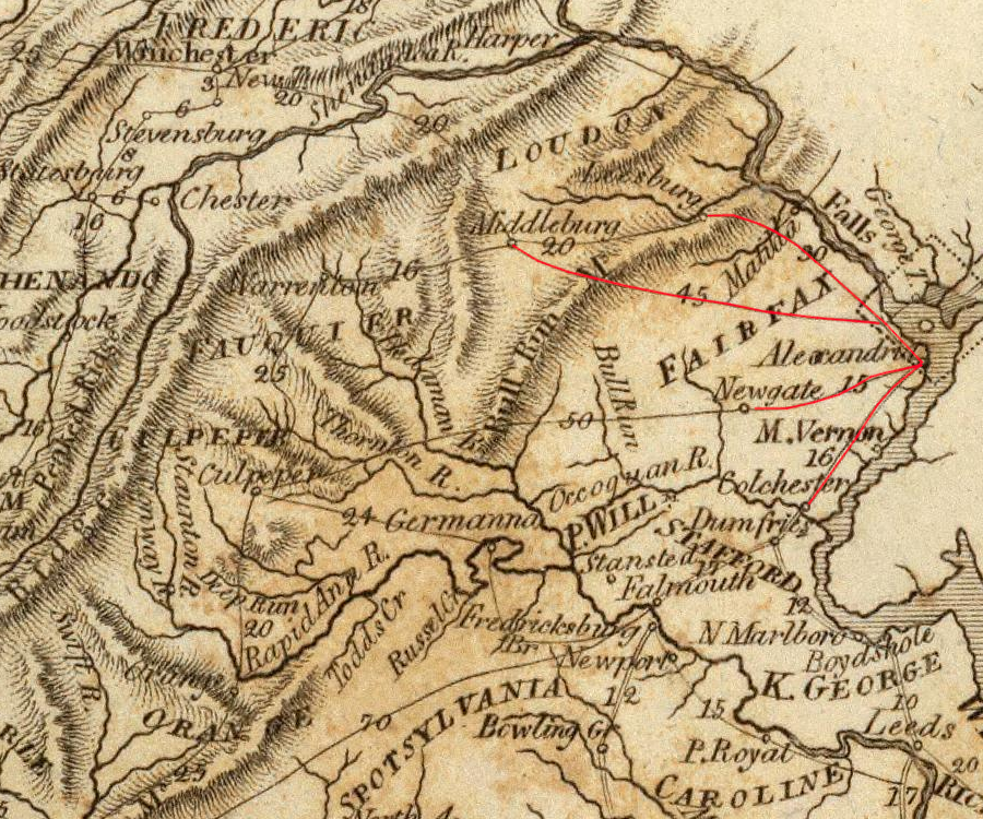 by 1804, Alexandria's road network connected it to all the market centers in the Piedmont as well as the Coastal Plain