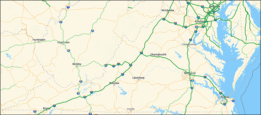 by 2023, 985 miles of interstate highway in Virginia had been designated as alternative fuel corridors
