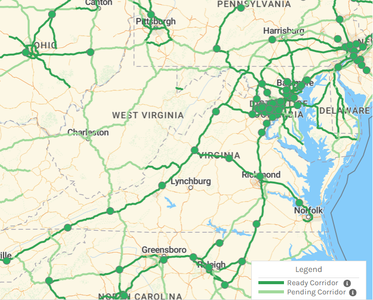 alternative fuel corridors (electric) designated by the Federal Highway Administration in 2022