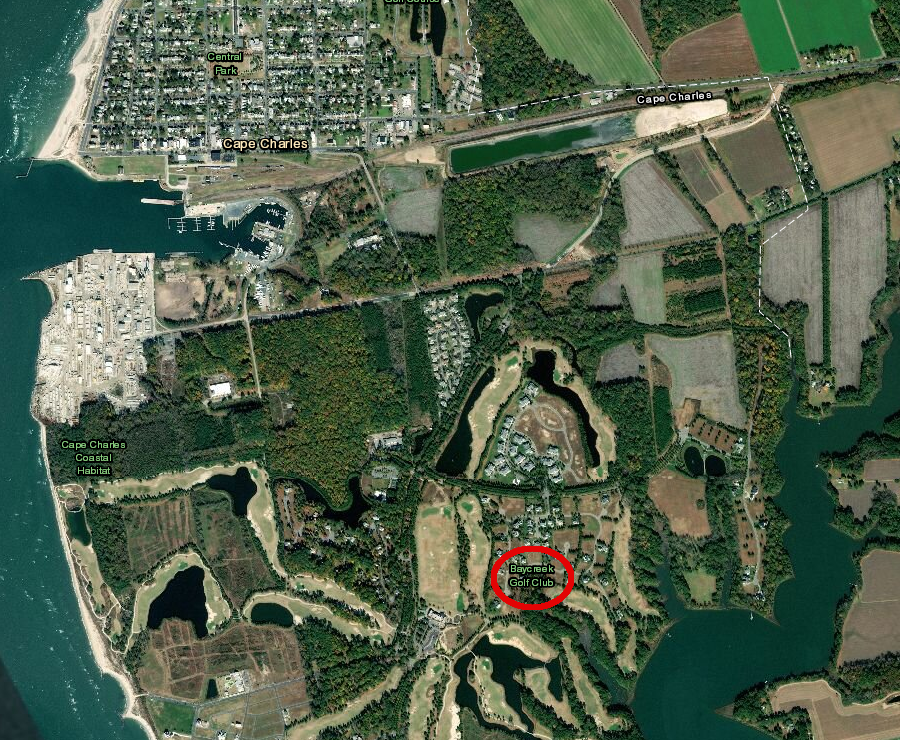 the Bay Creek subdivision is located just south of the Town of Cape Charles
