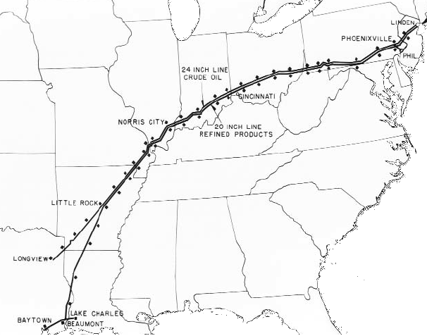 the Big Inch and Little Inch pipelines bypassed Virginia