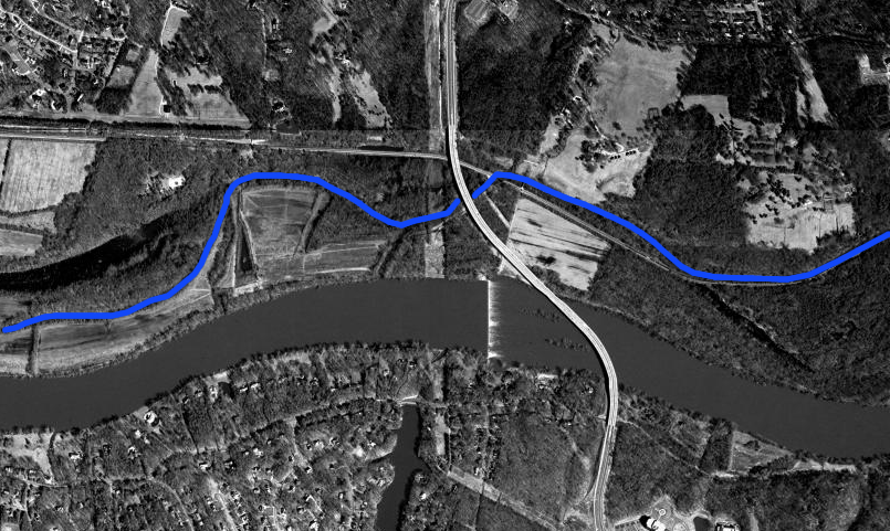 James River and Kanawha Canal route, at Willey Bridge/Bosher's Dam on James River