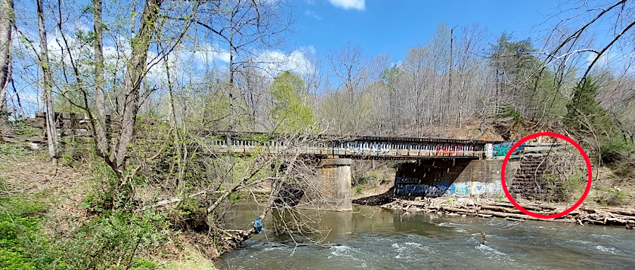 the original sandstone abutment on the Fairfax County side was still visible in 2025, when the Virginia Passenger Rail Authority owned the bridge over Bull Run