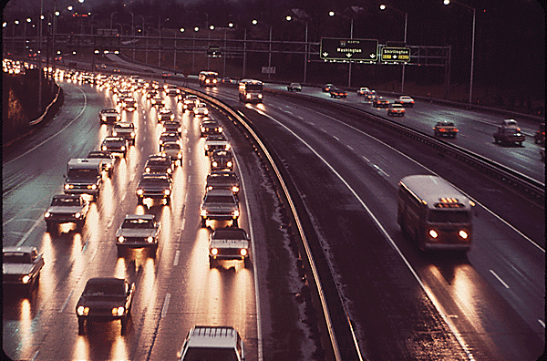 in 1973, Shirley Highway had dedicated bus lanes