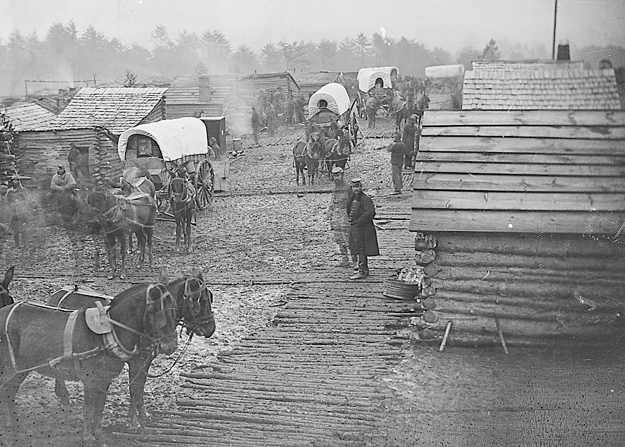 if wood was available, corduroy roads were made in Civil War camps
