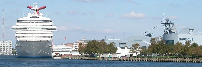 the Half Moone cruise ship terminal was built next to the Nauticus museum facility